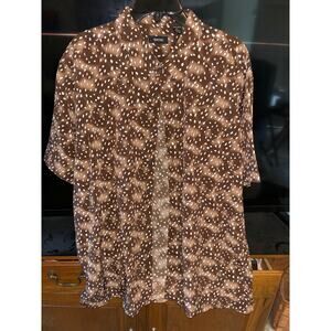 Gachu Men’s Designer Shirt Sleeve All Over Print Brown Casual Shirt 2XL